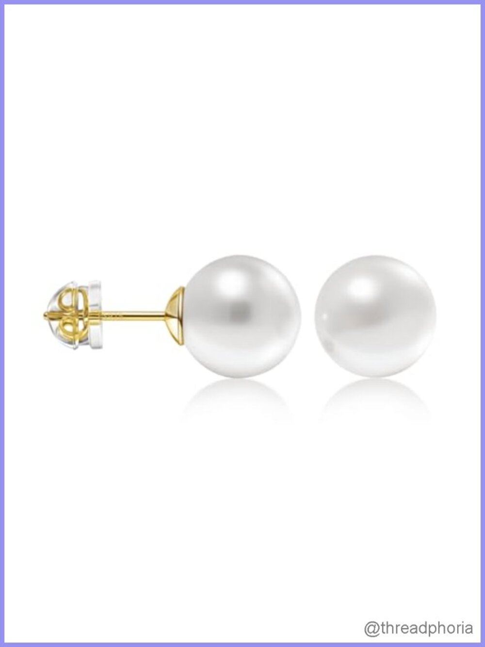 925 Sterling Silver 14K Gold Plated Pearl Stud Earrings Hypoallergenic